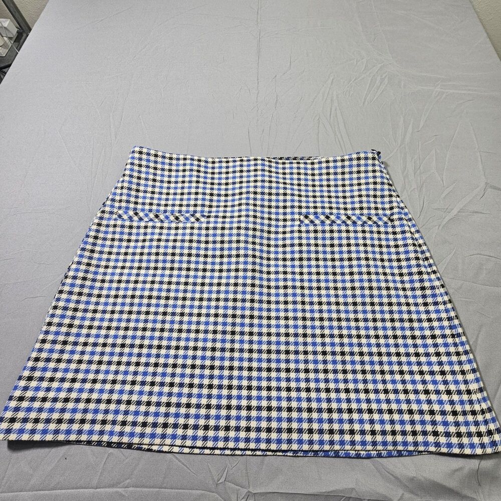 Zara EUC High Waist Houndstooth Mini Skirt Size 28 Pockets